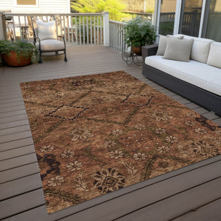 Piper Looms Chantille Floral ACN842 Paprika Machine Washable Area Rug Outdoor Lifestyle Image Feature