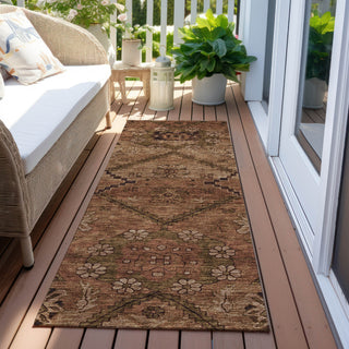 Piper Looms Chantille Floral ACN842 Paprika Machine Washable Area Rug Runner Outdoor Lifestyle Image Feature