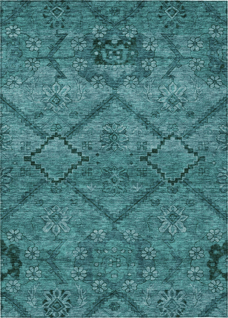 Piper Looms Chantille Floral ACN842 Teal Machine Washable Area Rug main image