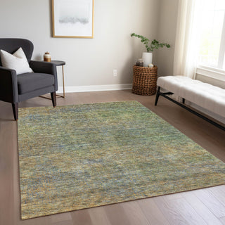 Piper Looms Chantille Modern ACN843 Green Machine Washable Area Rug Lifestyle Image Feature