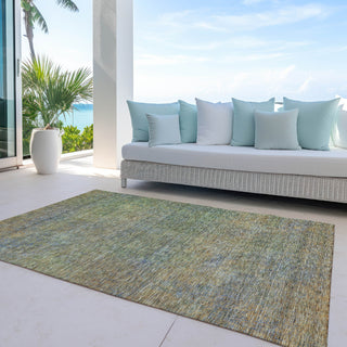 Piper Looms Chantille Modern ACN843 Green Machine Washable Area Rug Outdoor Lifestyle Image Feature