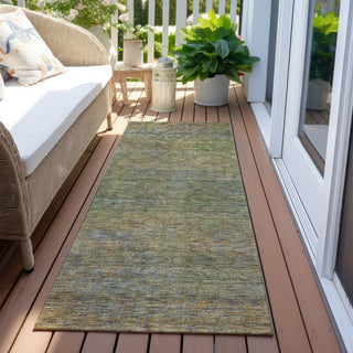 Piper Looms Chantille Modern ACN843 Green Machine Washable Area Rug Runner Outdoor Lifestyle Image Feature