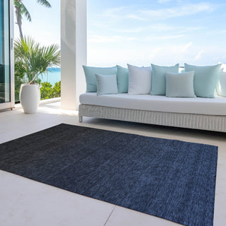 Piper Looms Chantille Modern ACN844 Navy Machine Washable Area Rug Outdoor Lifestyle Image Feature