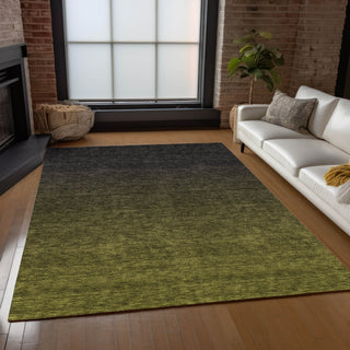 Piper Looms Chantille Modern ACN844 Olive Machine Washable Area Rug Lifestyle Image Feature
