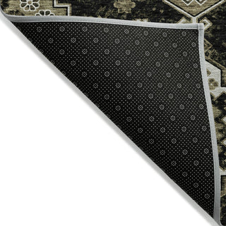 Piper Looms Chantille Medallions ACN846 Black Machine Washable Area Rug Backing Image