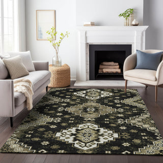 Piper Looms Chantille Medallions ACN846 Black Machine Washable Area Rug Lifestyle Image Feature