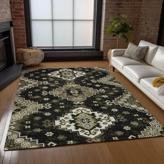 Piper Looms Chantille Medallions ACN846 Black Machine Washable Area Rug Lifestyle Image Feature