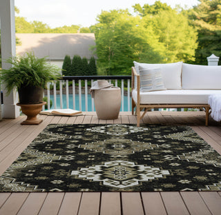 Piper Looms Chantille Medallions ACN846 Black Machine Washable Area Rug Outdoor Lifestyle Image Feature