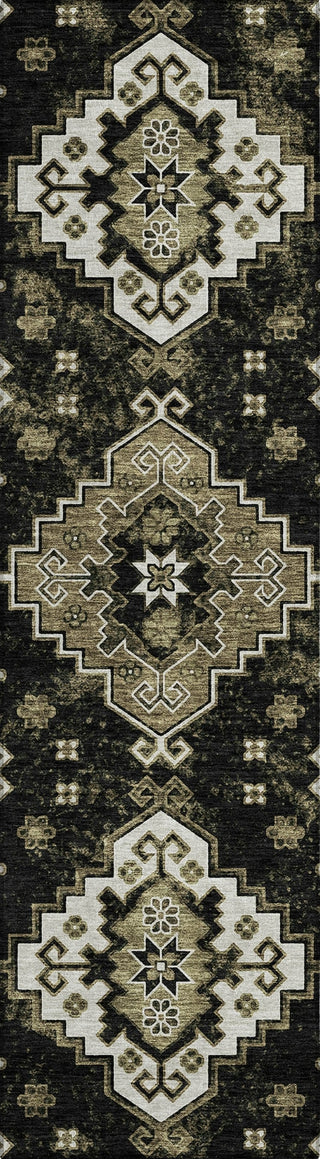Piper Looms Chantille Medallions ACN846 Black Machine Washable Area Rug Runner Main Image