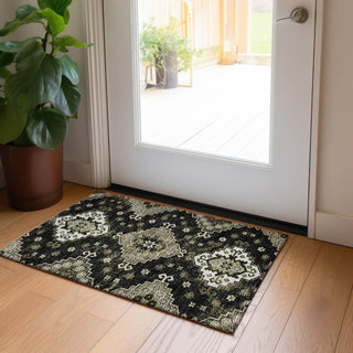 Piper Looms Chantille Medallions ACN846 Black Machine Washable Area Rug Scatter Lifestyle Image Feature