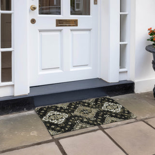 Piper Looms Chantille Medallions ACN846 Black Machine Washable Area Rug Scatter Outdoor Lifestyle Image Feature