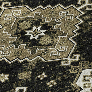Piper Looms Chantille Medallions ACN846 Black Machine Washable Area Rug Swatch Image