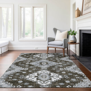 Piper Looms Chantille Medallions ACN846 Chocolate Machine Washable Area Rug Lifestyle Image Feature