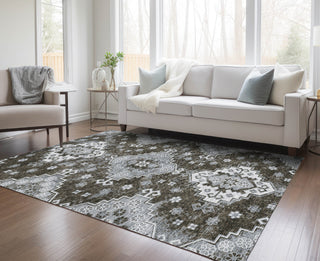 Piper Looms Chantille Medallions ACN846 Chocolate Machine Washable Area Rug Lifestyle Image Feature