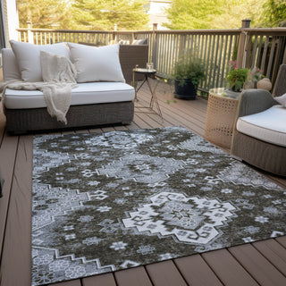 Piper Looms Chantille Medallions ACN846 Chocolate Machine Washable Area Rug Outdoor Lifestyle Image Feature