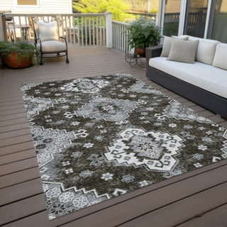 Piper Looms Chantille Medallions ACN846 Chocolate Machine Washable Area Rug Outdoor Lifestyle Image Feature