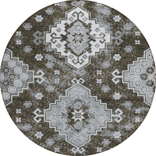 Piper Looms Chantille Medallions ACN846 Chocolate Machine Washable Area Rug Round Main Image