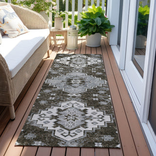 Piper Looms Chantille Medallions ACN846 Chocolate Machine Washable Area Rug Runner Outdoor Lifestyle Image Feature