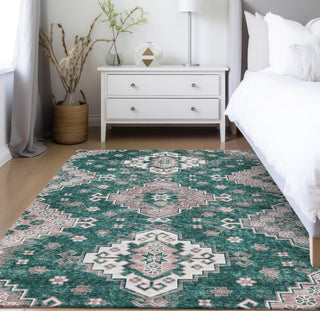 Piper Looms Chantille Medallions ACN846 Emerald Machine Washable Area Rug Lifestyle Image Feature