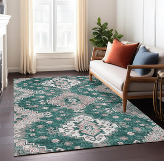 Piper Looms Chantille Medallions ACN846 Emerald Machine Washable Area Rug Lifestyle Image Feature
