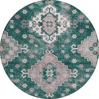 Piper Looms Chantille Medallions ACN846 Emerald Machine Washable Area Rug Round Main Image