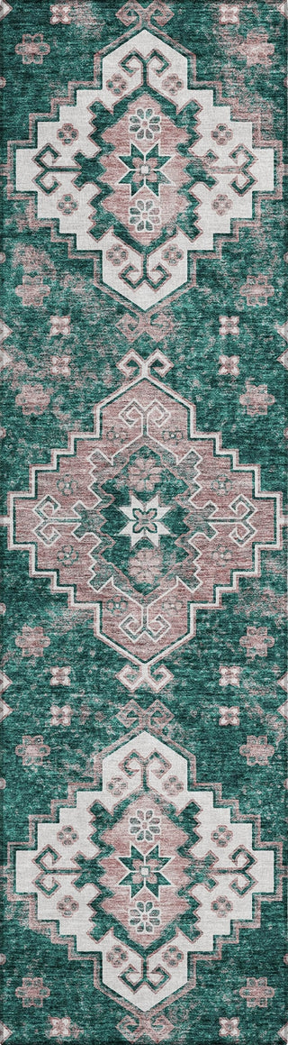 Piper Looms Chantille Medallions ACN846 Emerald Machine Washable Area Rug Runner Main Image