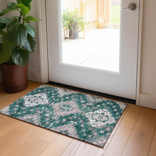 Piper Looms Chantille Medallions ACN846 Emerald Machine Washable Area Rug Scatter Lifestyle Image Feature