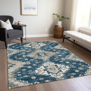 Piper Looms Chantille Medallions ACN846 Navy Machine Washable Area Rug Lifestyle Image Feature