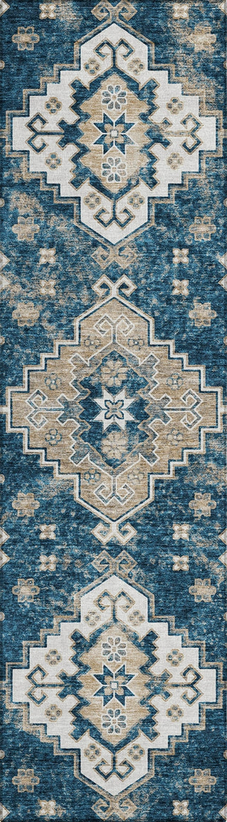 Piper Looms Chantille Medallions ACN846 Navy Machine Washable Area Rug Runner Main Image