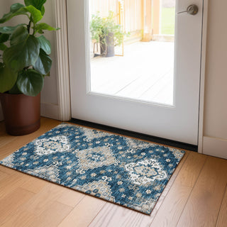 Piper Looms Chantille Medallions ACN846 Navy Machine Washable Area Rug Scatter Lifestyle Image Feature