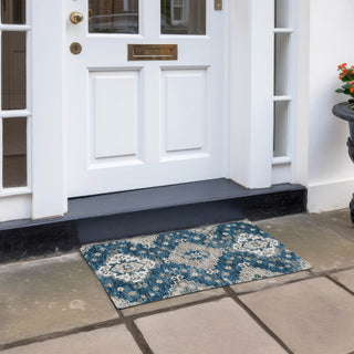 Piper Looms Chantille Medallions ACN846 Navy Machine Washable Area Rug Scatter Outdoor Lifestyle Image Feature