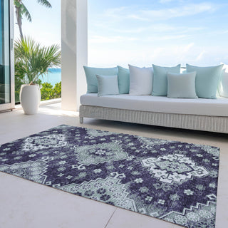 Piper Looms Chantille Medallions ACN846 Purple Machine Washable Area Rug Outdoor Lifestyle Image Feature