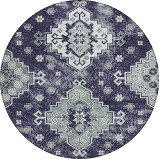 Piper Looms Chantille Medallions ACN846 Purple Machine Washable Area Rug Round Main Image