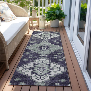 Piper Looms Chantille Medallions ACN846 Purple Machine Washable Area Rug Runner Outdoor Lifestyle Image Feature