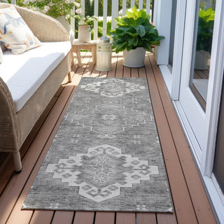 Piper Looms Chantille Medallions ACN847 Gray Machine Washable Area Rug Runner Outdoor Lifestyle Image Feature