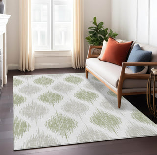 Piper Looms Chantille Ikat ACN848 Aloe Machine Washable Area Rug Lifestyle Image Feature
