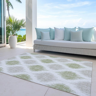 Piper Looms Chantille Ikat ACN848 Aloe Machine Washable Area Rug Outdoor Lifestyle Image Feature