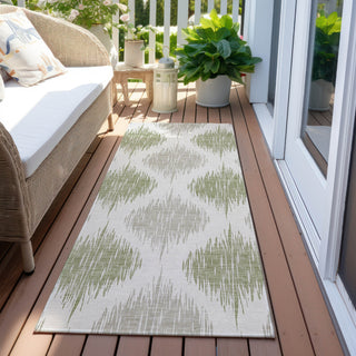 Piper Looms Chantille Ikat ACN848 Aloe Machine Washable Area Rug Runner Outdoor Lifestyle Image Feature