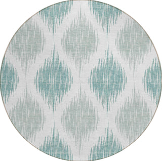 Piper Looms Chantille Ikat ACN848 Aqua Machine Washable Area Rug Round Main Image