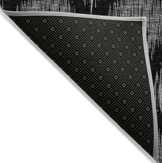 Piper Looms Chantille Ikat ACN848 Black Machine Washable Area Rug Backing Image