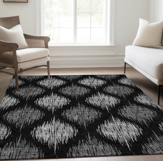 Piper Looms Chantille Ikat ACN848 Black Machine Washable Area Rug Lifestyle Image Feature