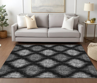Piper Looms Chantille Ikat ACN848 Black Machine Washable Area Rug Lifestyle Image Feature