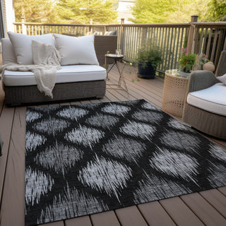 Piper Looms Chantille Ikat ACN848 Black Machine Washable Area Rug Outdoor Lifestyle Image Feature