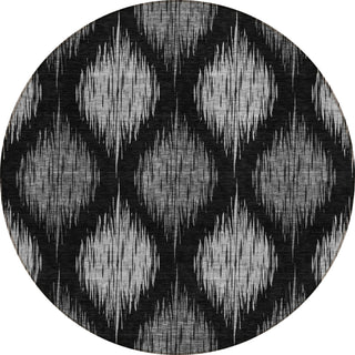 Piper Looms Chantille Ikat ACN848 Black Machine Washable Area Rug Round Main Image
