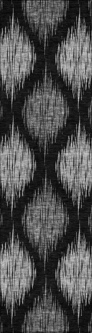 Piper Looms Chantille Ikat ACN848 Black Machine Washable Area Rug Runner Main Image