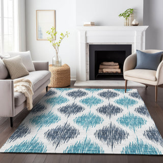 Piper Looms Chantille Ikat ACN848 Blue Machine Washable Area Rug Lifestyle Image Feature