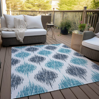 Piper Looms Chantille Ikat ACN848 Blue Machine Washable Area Rug Outdoor Lifestyle Image Feature