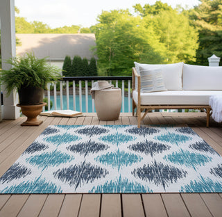 Piper Looms Chantille Ikat ACN848 Blue Machine Washable Area Rug Outdoor Lifestyle Image Feature