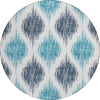 Piper Looms Chantille Ikat ACN848 Blue Machine Washable Area Rug Round Main Image