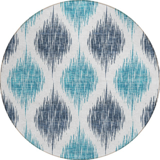 Piper Looms Chantille Ikat ACN848 Blue Machine Washable Area Rug Round Main Image